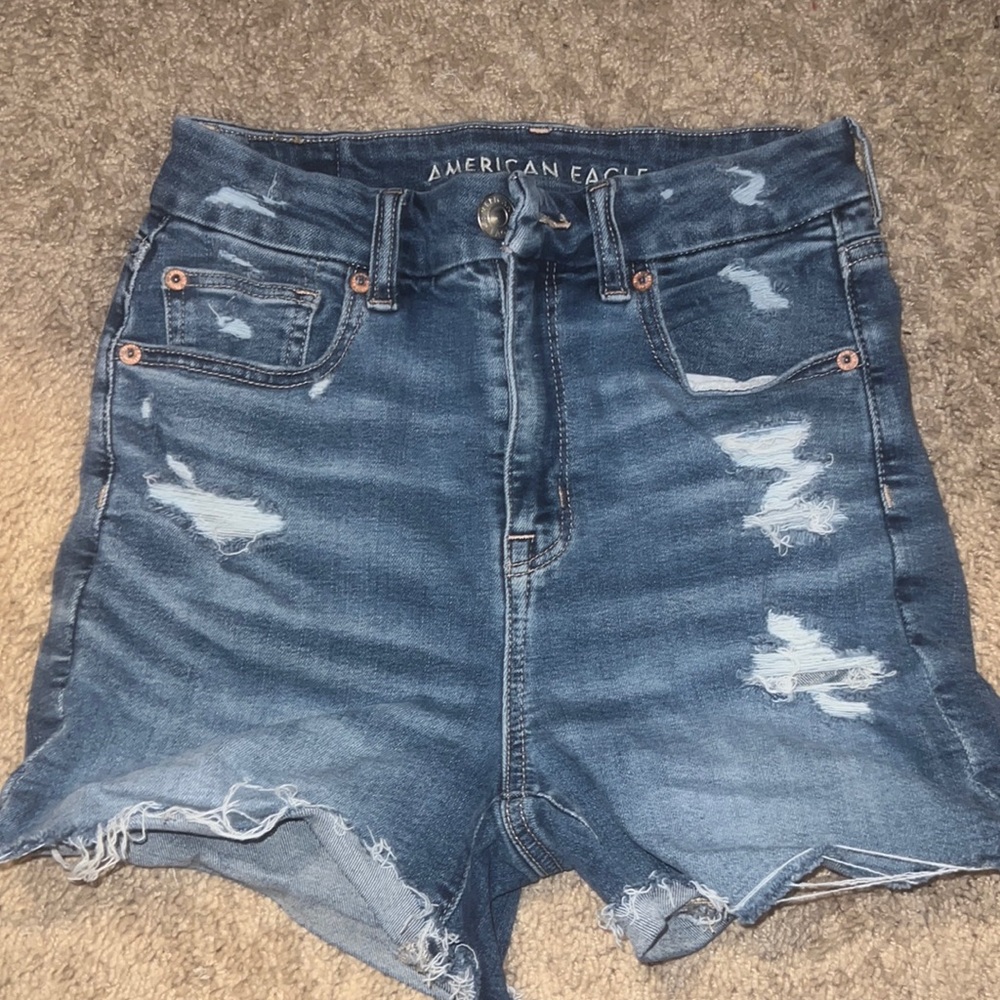 Size 2 Blue denim super stretch American eagle shorts